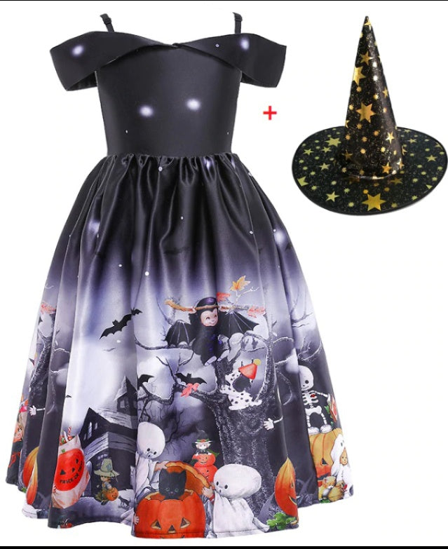 Halloween Princess Dress Halloween Printed Mesh-5