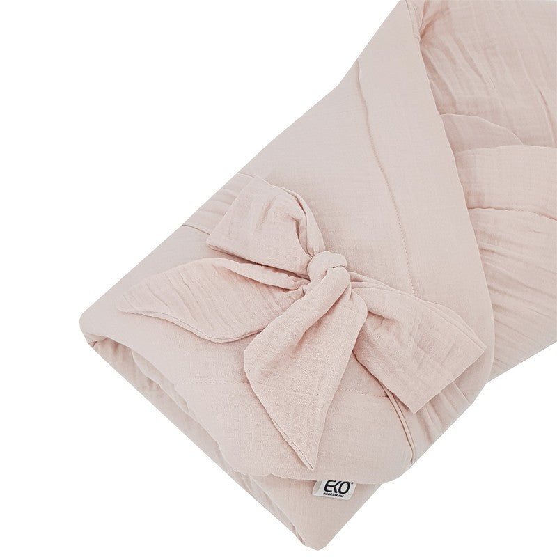 EKO Muszlin pólya kókusz kivehető betéttel és masnival 75x75 cm - Powder pink-2