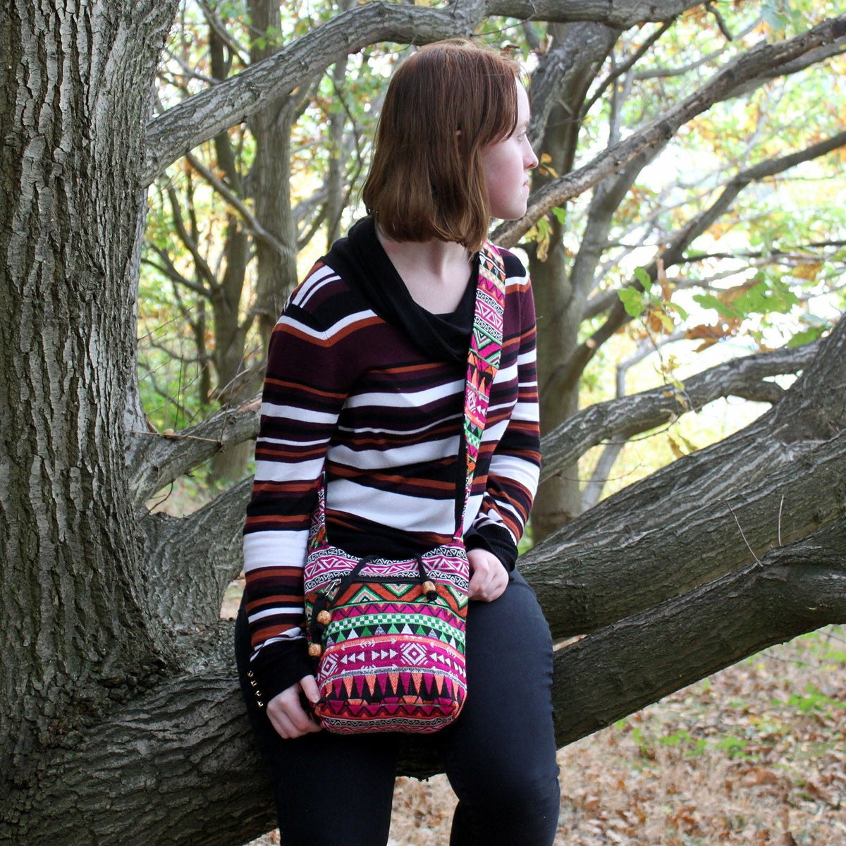 Jacquard Bag - Pink Sling Bag-1