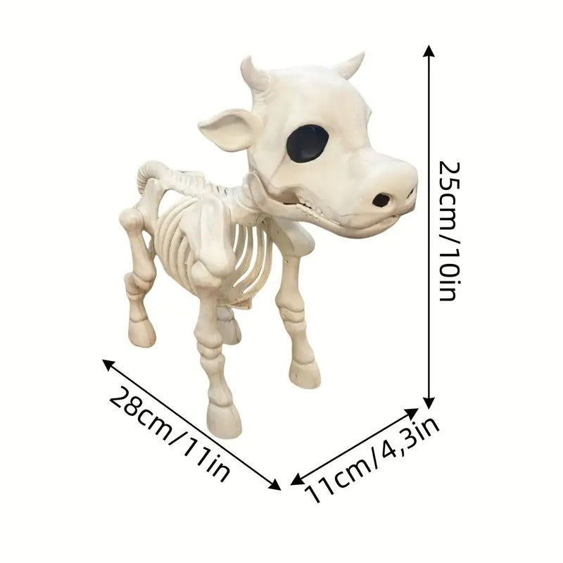 Halloween Bull Skeleton Statue Decor-3