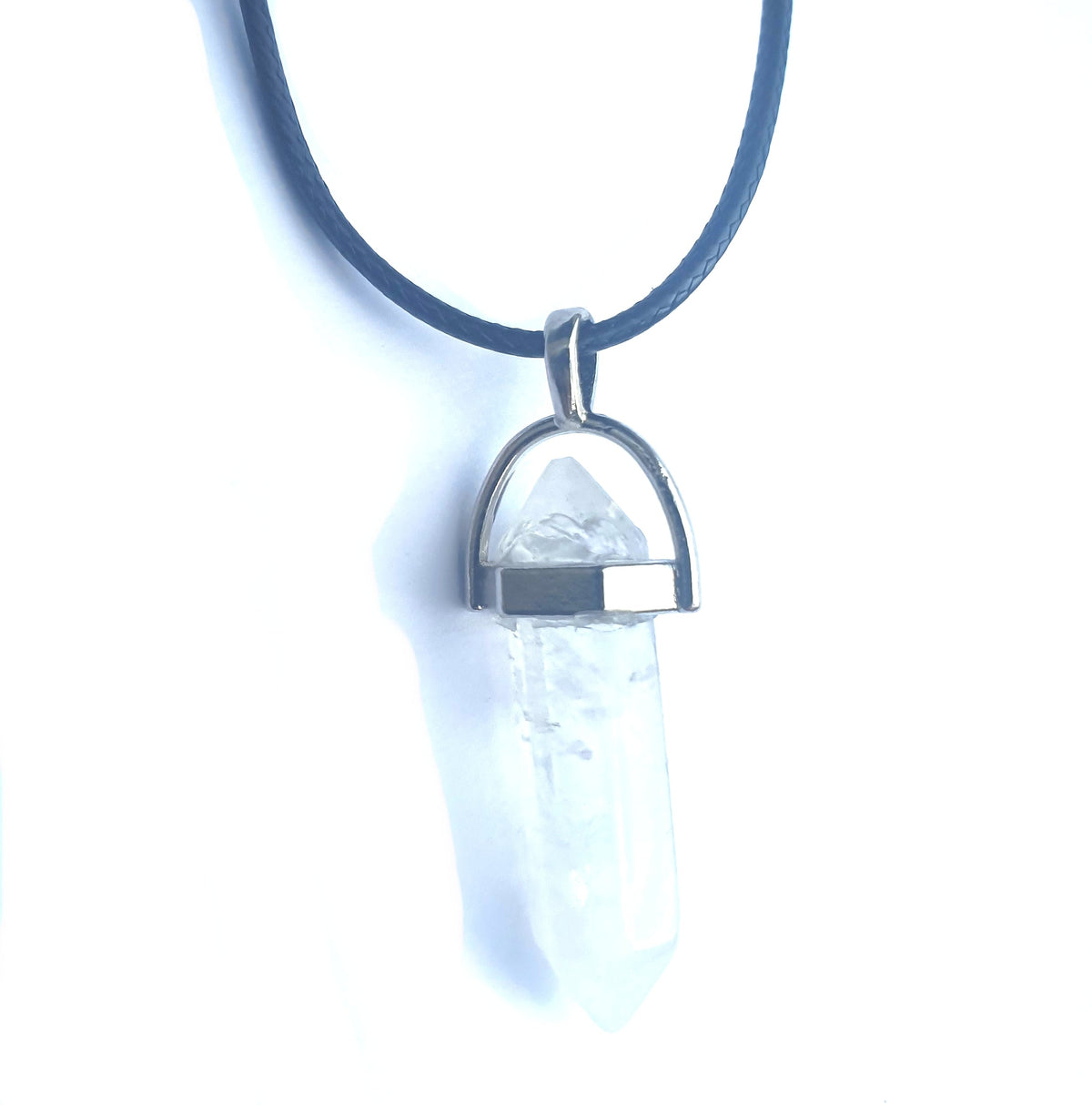 Crystal Pointed Pendant Necklace - Rock Quartz-0