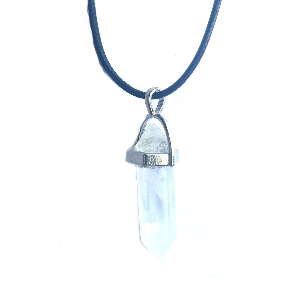 Crystal Pointed Pendant Necklace - Rock Quartz-1