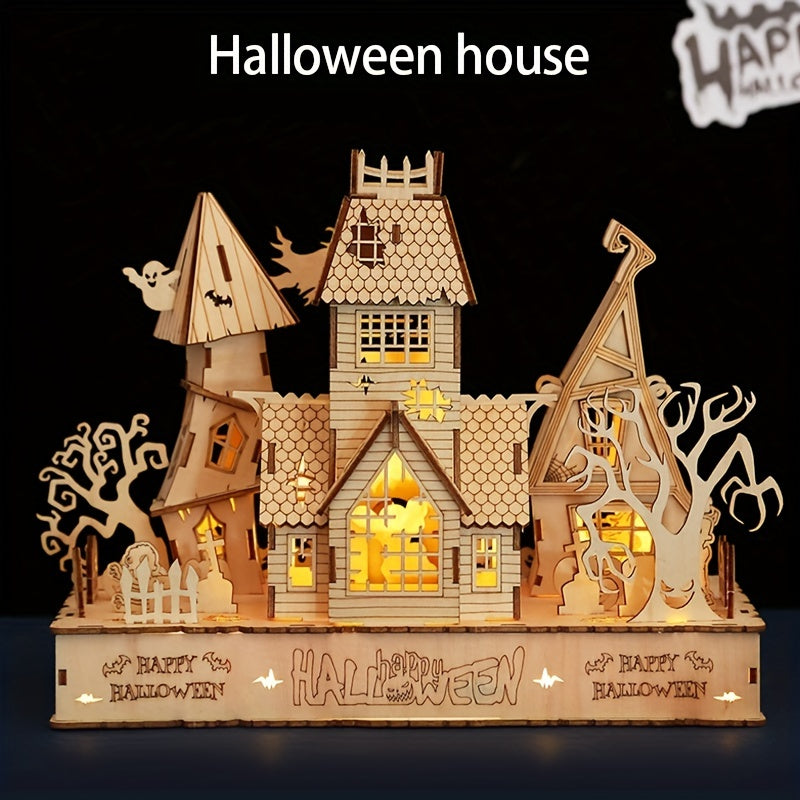 3D Wooden Halloween House Puzzle-1