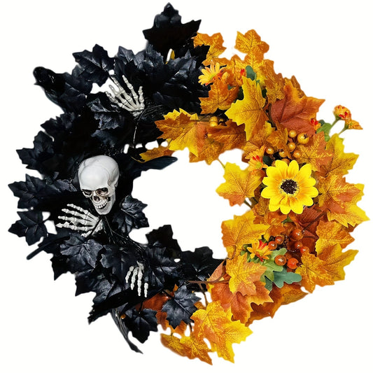 Skull Halloween Wreath Door Decor-0