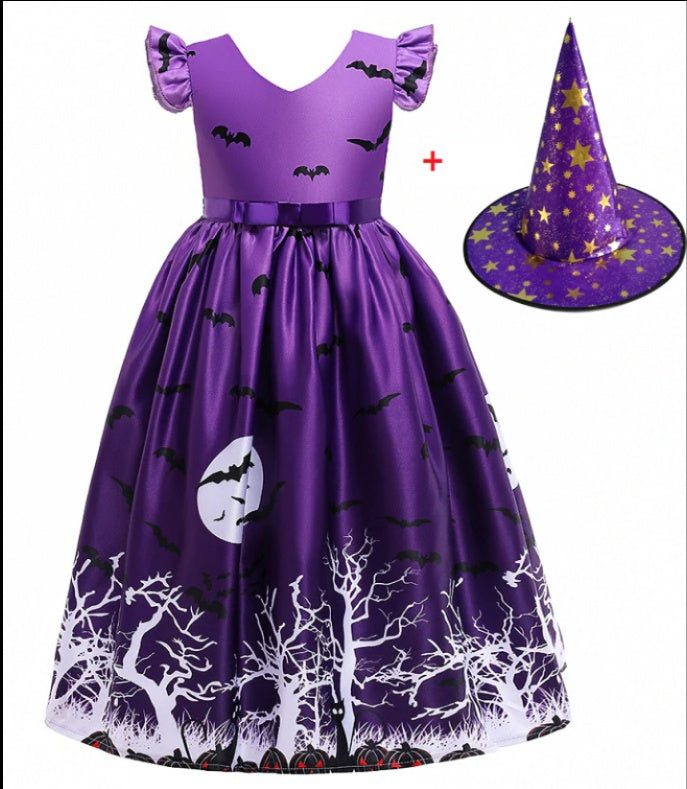 Halloween Princess Dress Halloween Printed Mesh-2