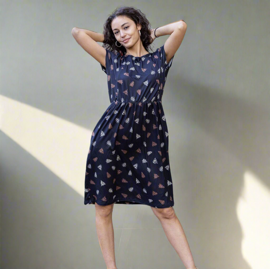 Brown Leopard Knee Length Breastfeeding Dress | Nursing Dress | MilkyMoonn-0