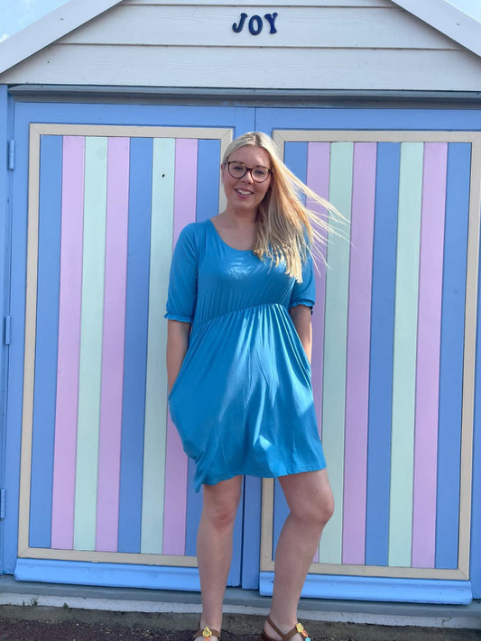 Petite Blue Dress with Pockets | Short Girls Club-0