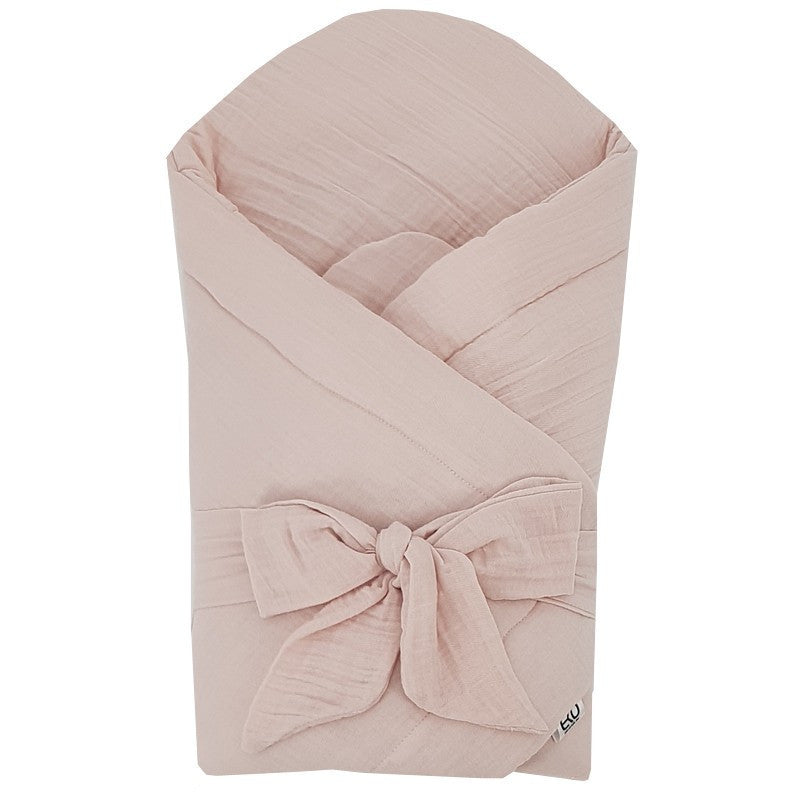 EKO Muszlin pólya kókusz kivehető betéttel és masnival 75x75 cm - Powder pink-0