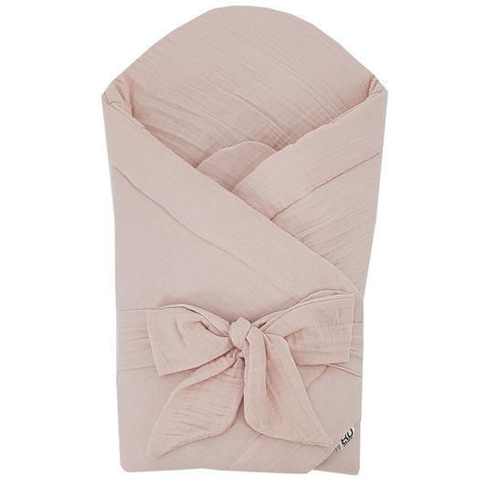 EKO Muszlin pólya kókusz kivehető betéttel és masnival 75x75 cm - Powder pink-0