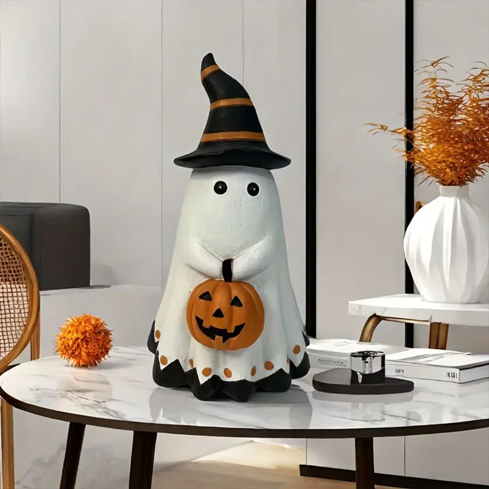 Ghost Pumpkin Figurine Halloween Resin-2