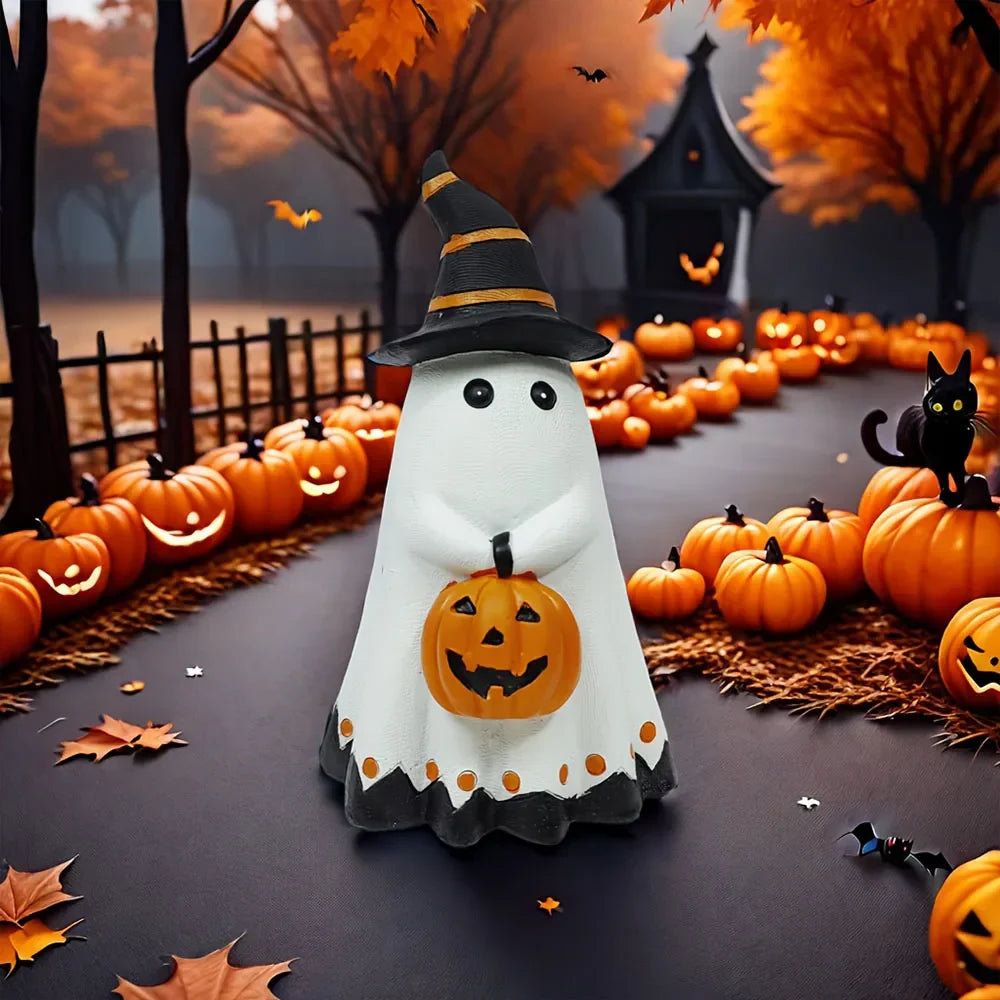 Ghost Pumpkin Figurine Halloween Resin-3