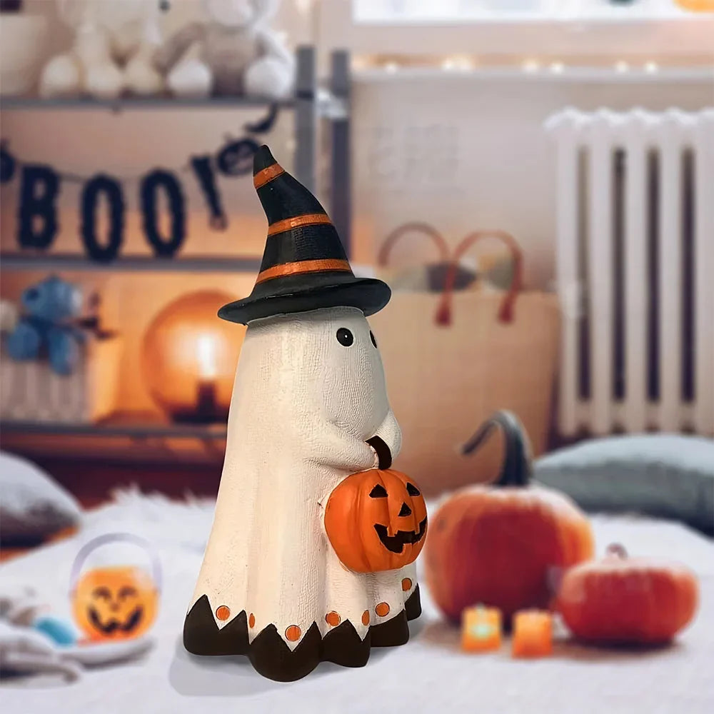 Ghost Pumpkin Figurine Halloween Resin-4