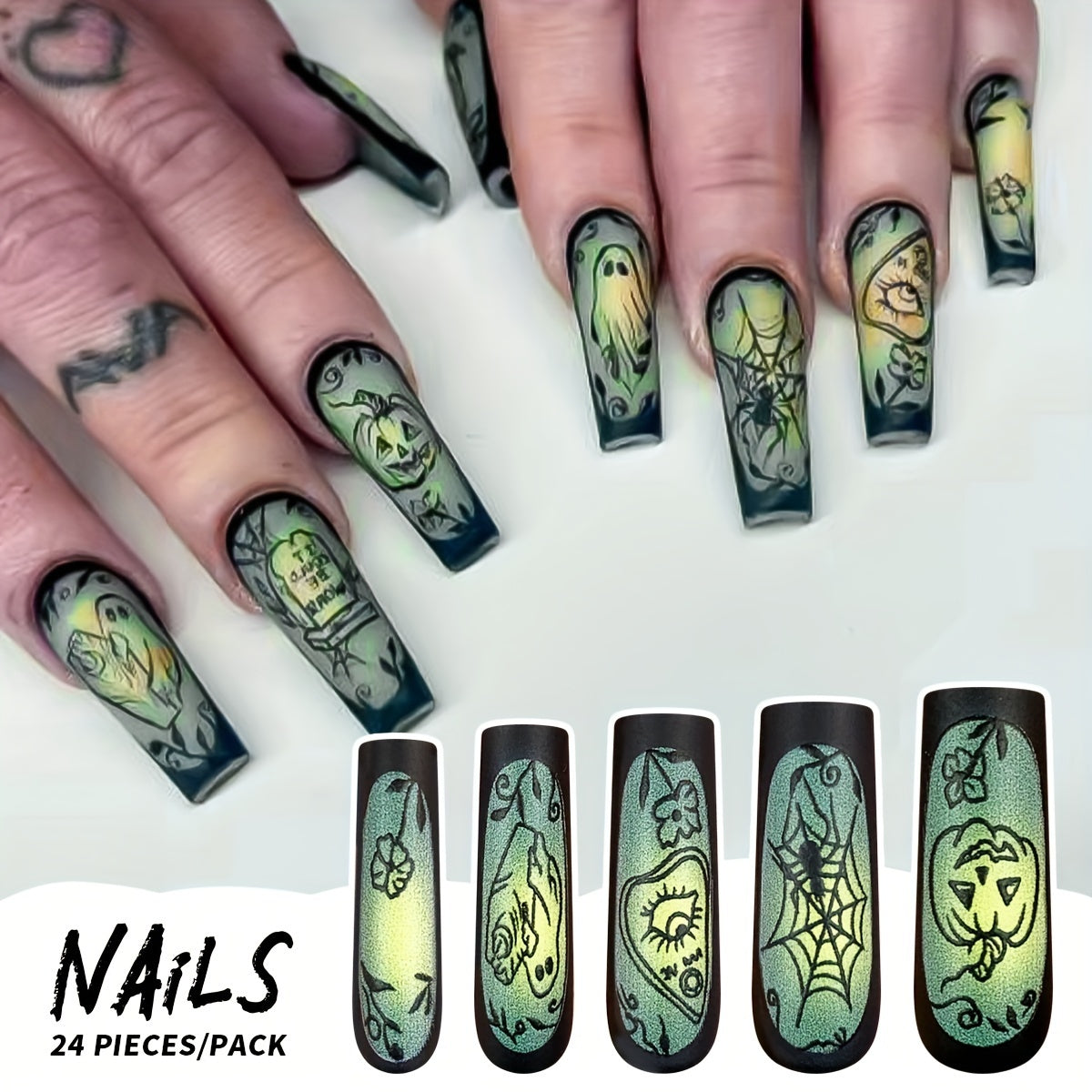 Matte Halloween Nail Tips-1