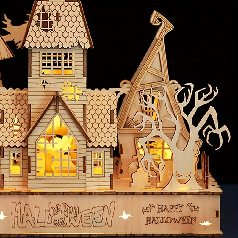 3D Wooden Halloween House Puzzle-2