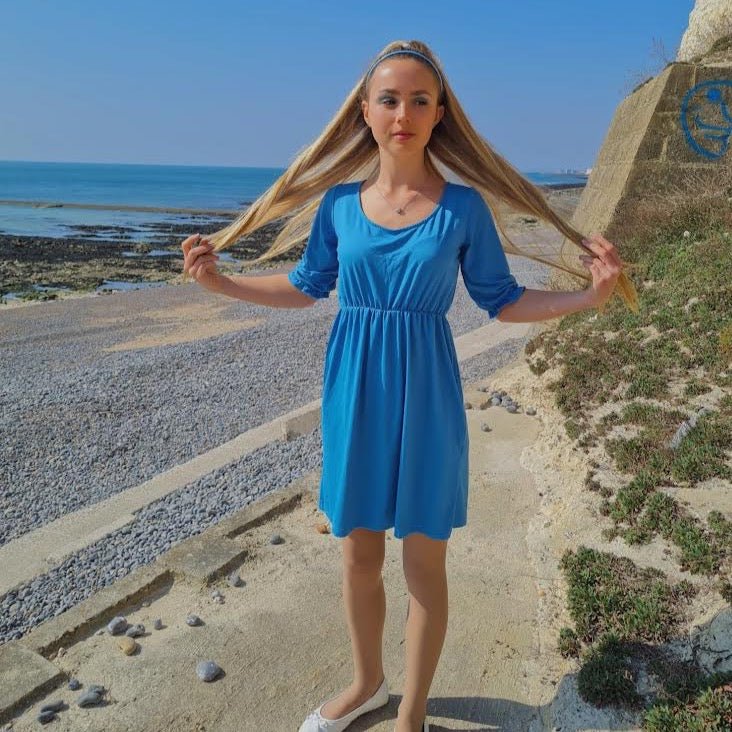 Petite Blue Dress with Pockets | Short Girls Club-1