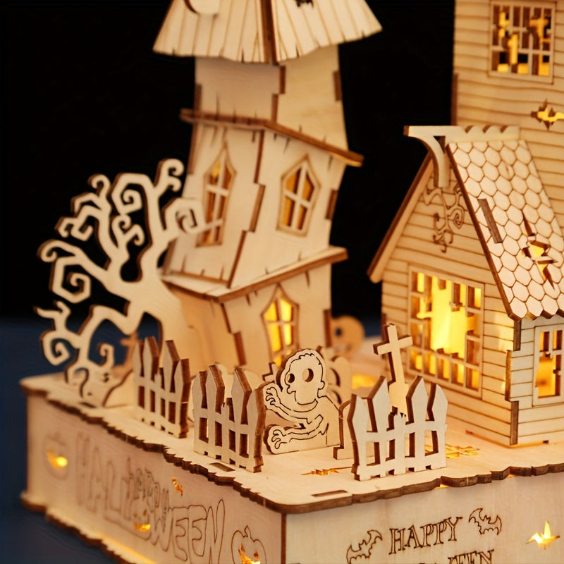 3D Wooden Halloween House Puzzle-3