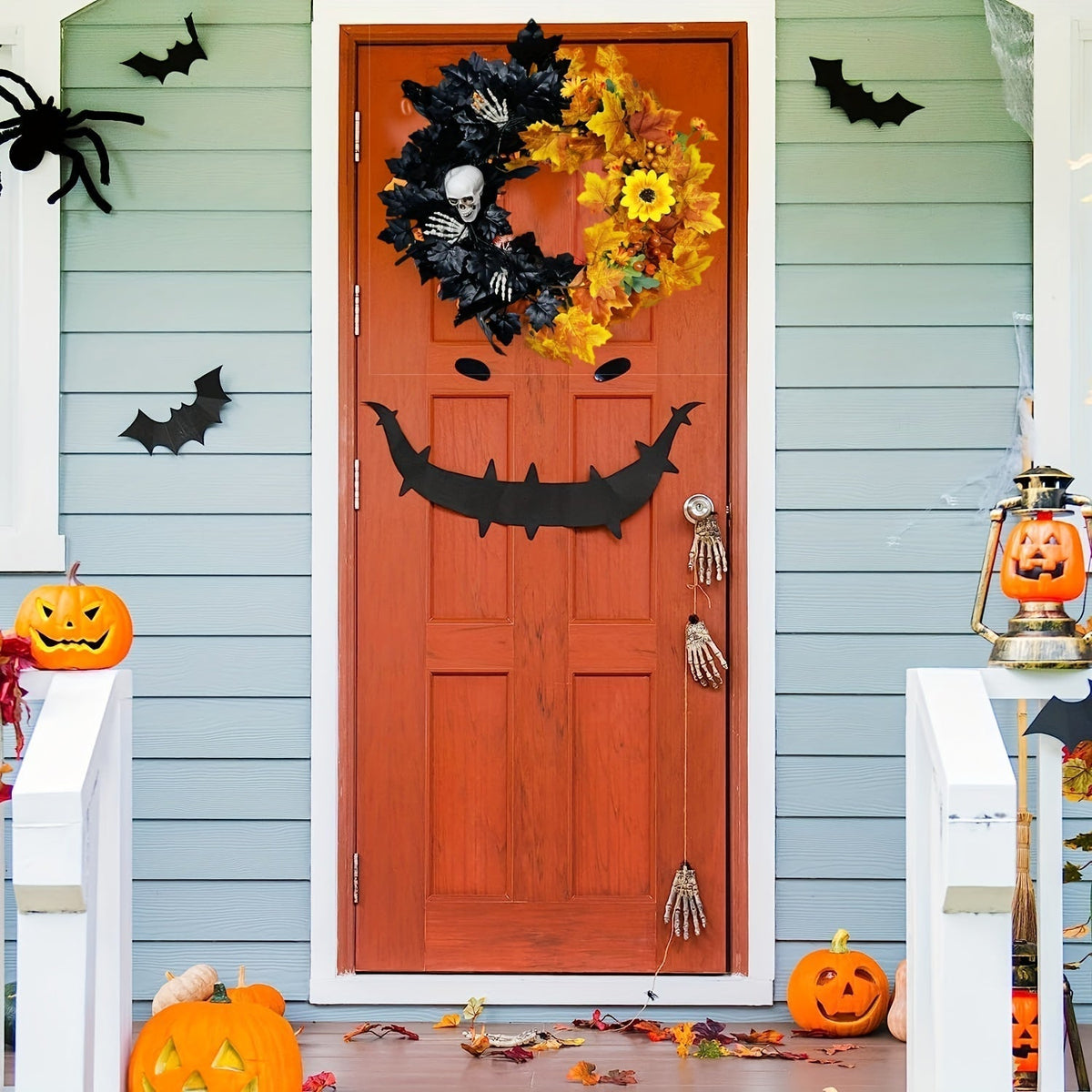 Skull Halloween Wreath Door Decor-2