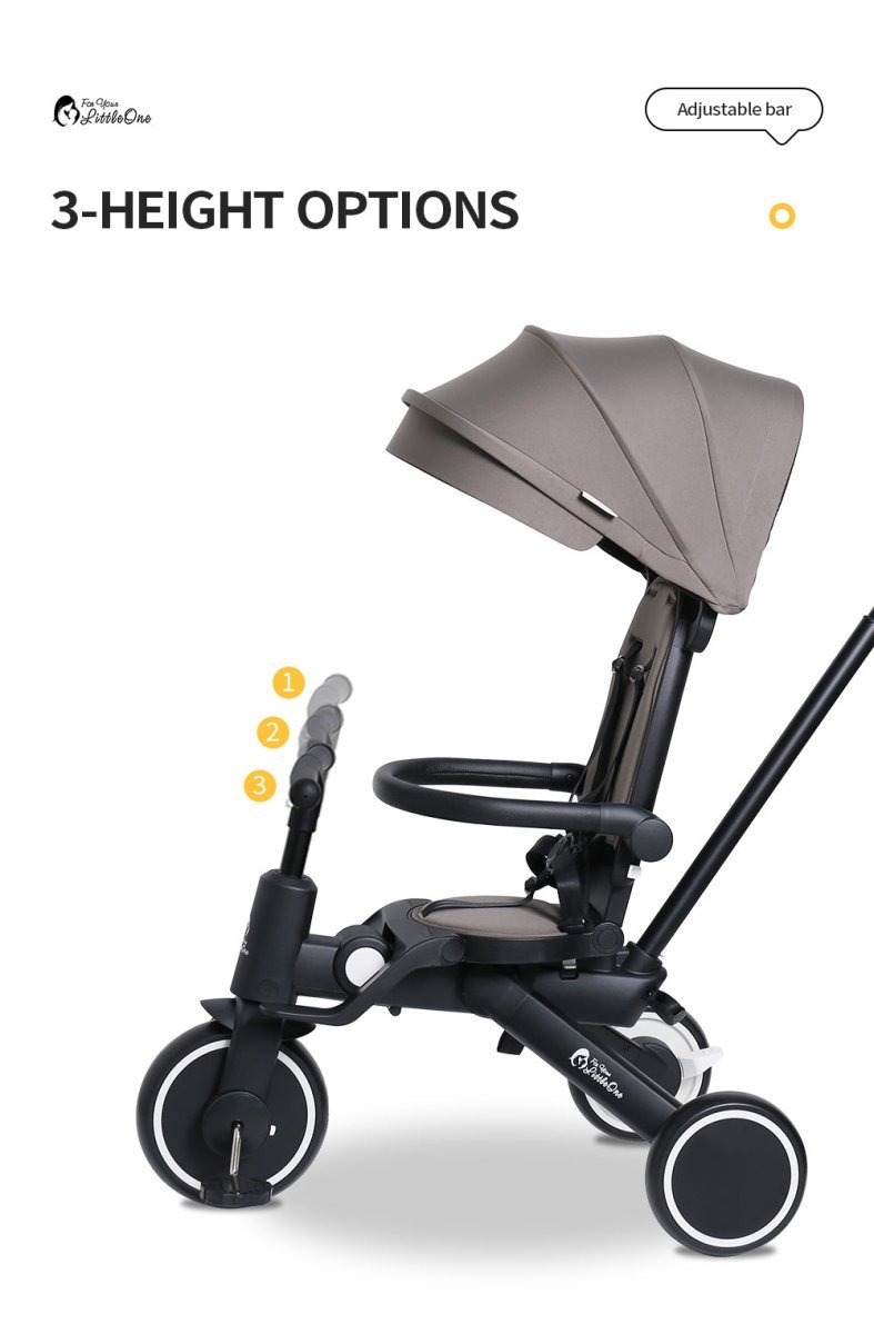 Foryourlittleone Xplor 6 in 1 Foldable Trike - Grey Olive (10m-4y)-4