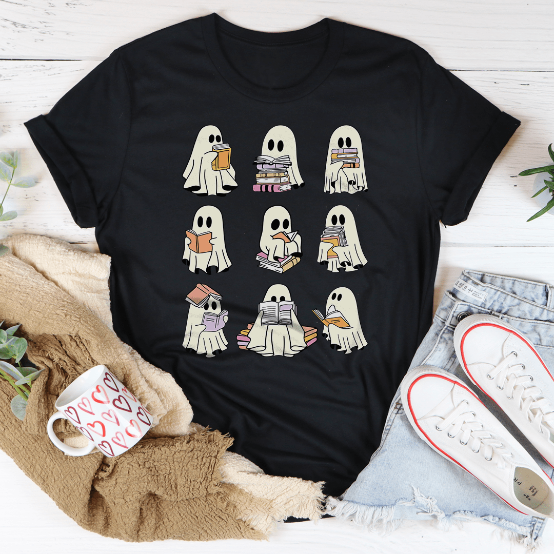 Halloween Ghost Book Lover Tee-0