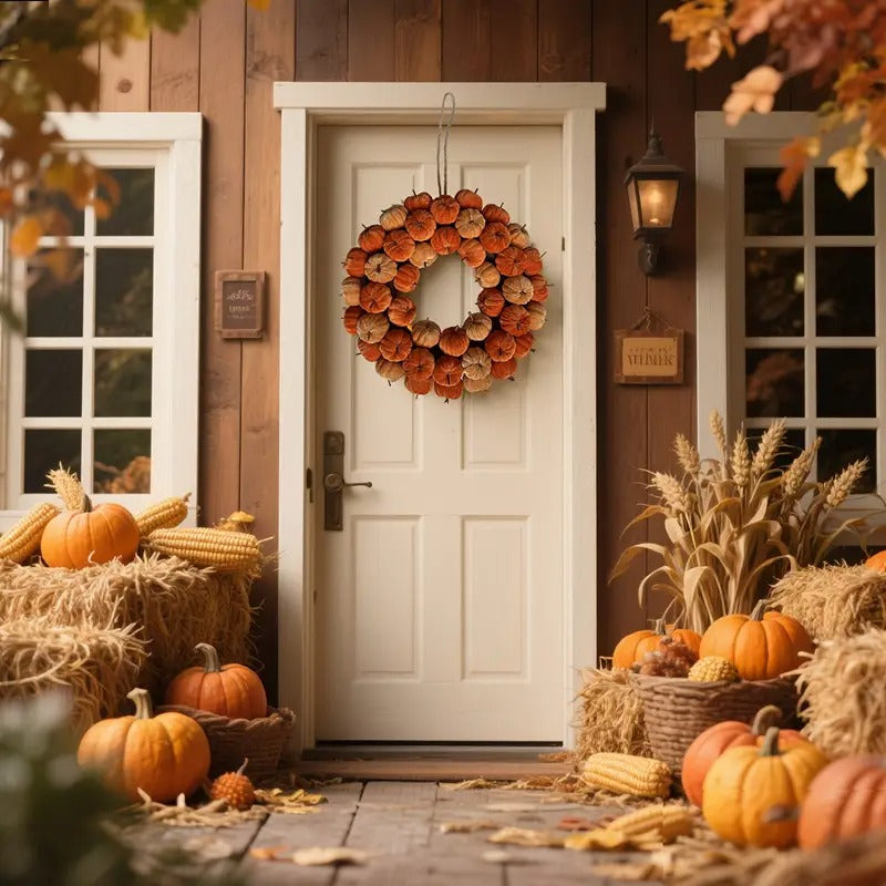 Halloween Harvest Pumpkin Wreath-1