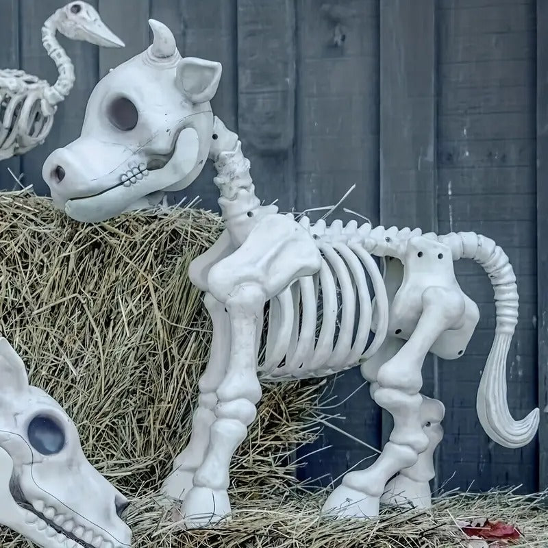 Halloween Bull Skeleton Statue Decor-2
