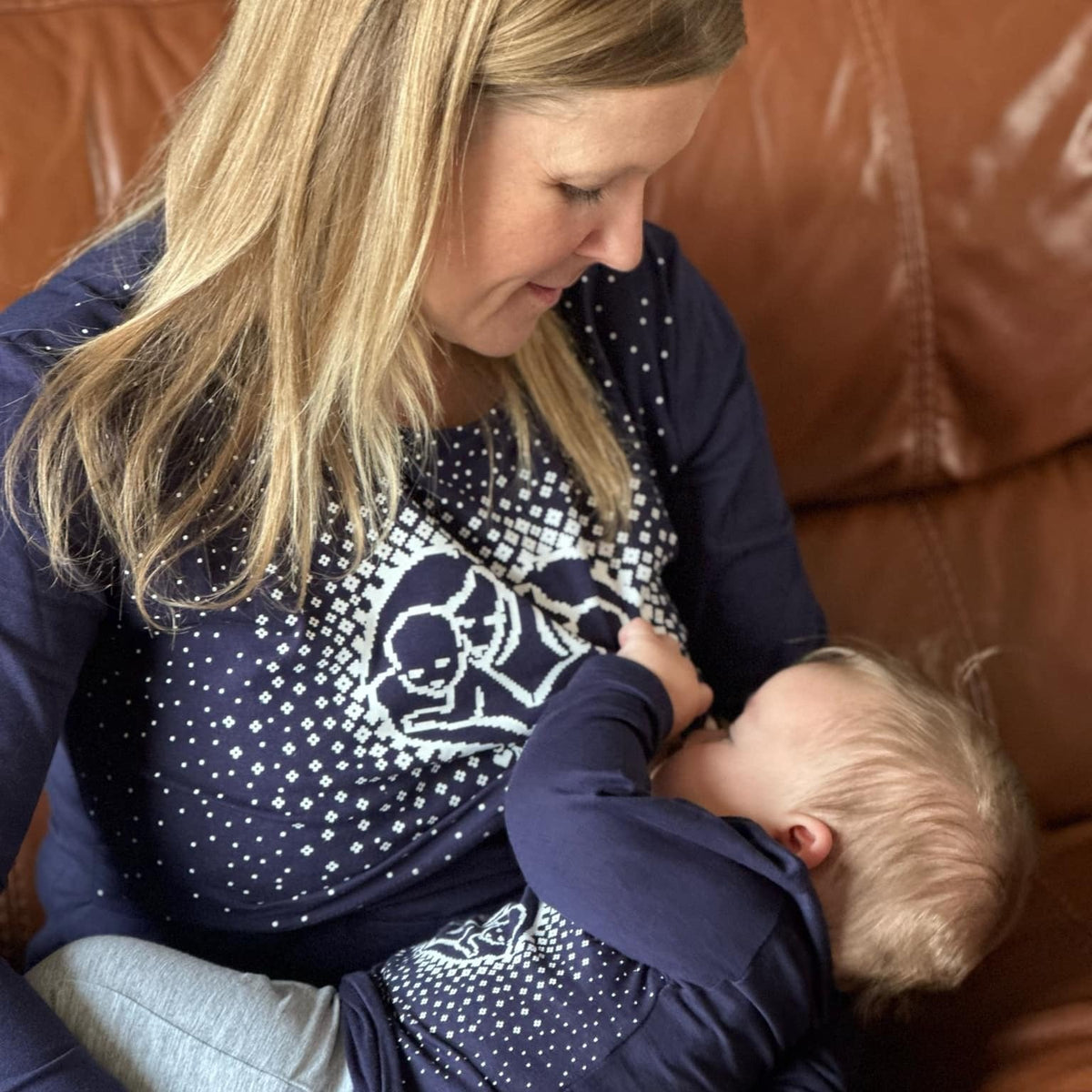 Blue Heart Breastfeeding Top-0