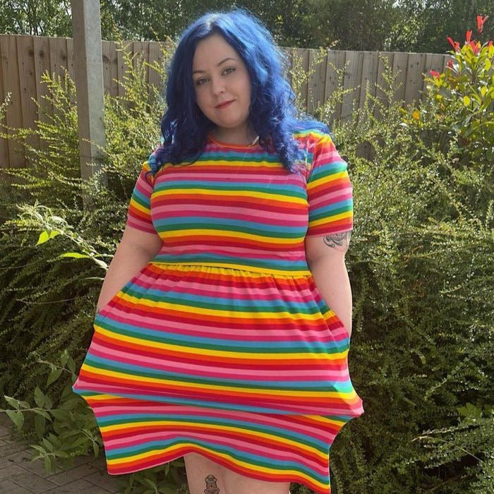 Rainbow Breastfeeding Skater Dress | Colourful Nursing Dress | MilkyMoon-1