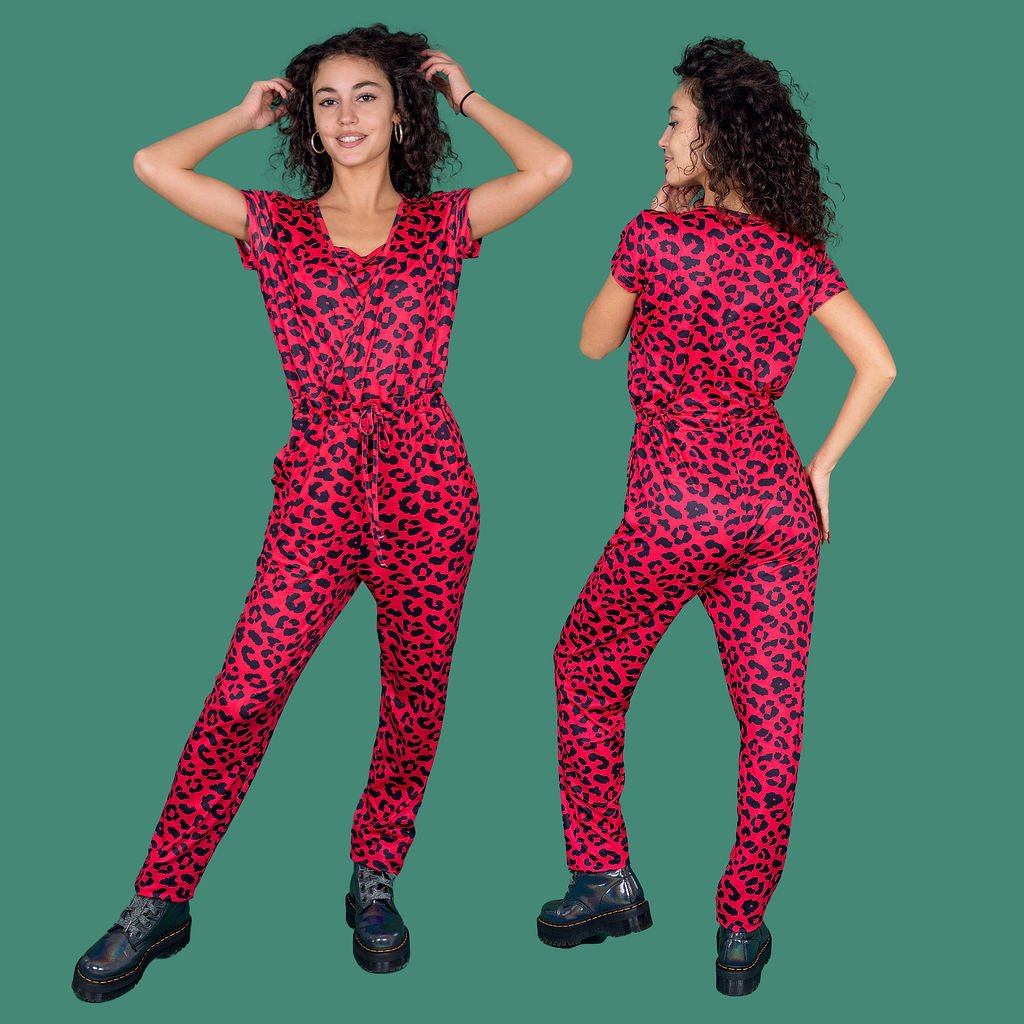 Red Leopard Breastfeeding Jumpsuit | Nursing Jumpsuit | MilkyMoon-2